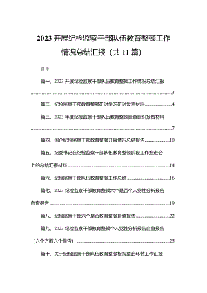 （11篇）开展纪检监察干部队伍教育整顿工作情况总结汇报.docx