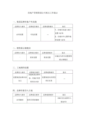 房地产营销策划公司重点工作提示.docx