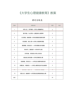 《大学生心理健康教育》教案 第1章 呵护心灵守护青春——大学生心理健康导论.docx