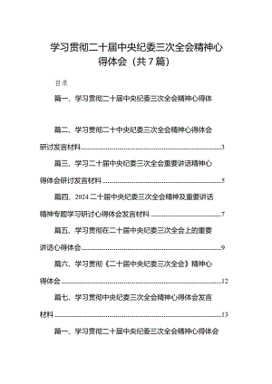 （7篇）学习贯彻二十届中央纪委三次全会精神心得体会参考范文.docx