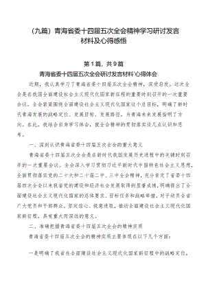 （九篇）青海省委十四届五次全会精神学习研讨发言材料及心得感悟.docx