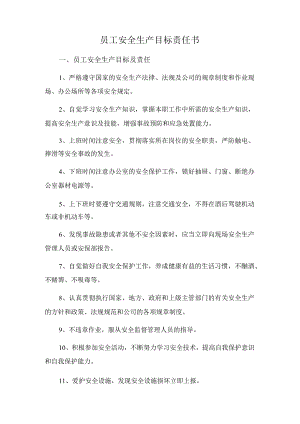 员工安全生产目标责任书.docx