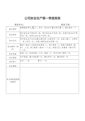 公司安全生产季度报表.docx