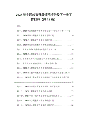 2023年专题教育开展情况报告及下一步工作打算（共18篇）.docx