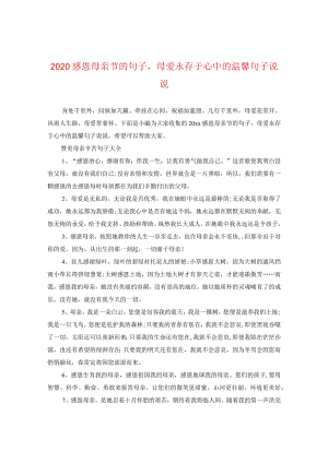 2020感恩母亲节的句子母爱永存于心中的温馨句子说说.docx