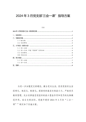 2024年3月党支部“三会一课”指导方案.docx