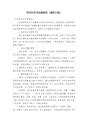 农村村支书自查报告(通用6篇).docx