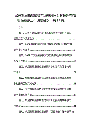 召开巩固拓展脱贫攻坚成果同乡村振兴有效街接重点工作调度会议10篇（精选版）.docx