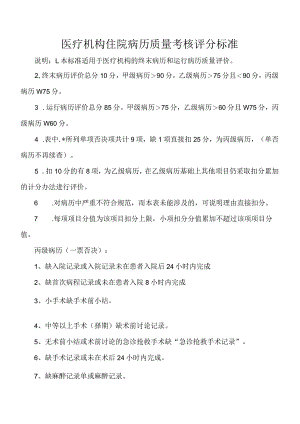 医疗机构住院病历质量考核评分标准.docx