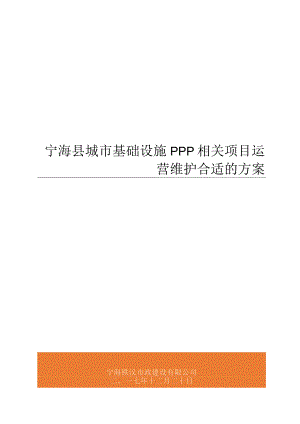 某县城市基础设施PPP项目运营维护方案.docx