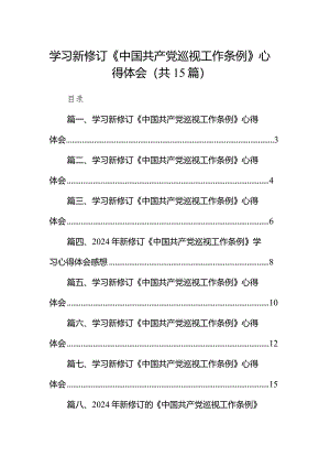 学习新修订《中国共产党巡视工作条例》心得体会15篇（精编版）.docx