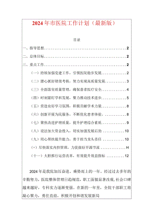 2024年市医院工作计划（最新版）.docx