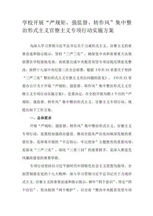 学校开展“严规矩、强监督、转作风”集中整治形式主义官僚主义专项行动实施方案.docx