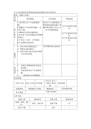 中小企业规范化管理制造部制造科物料员岗位说明书.docx