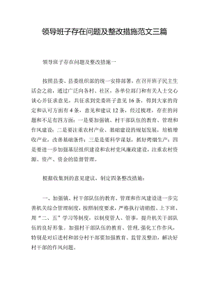 领导班子存在问题及整改措施范文三篇.docx