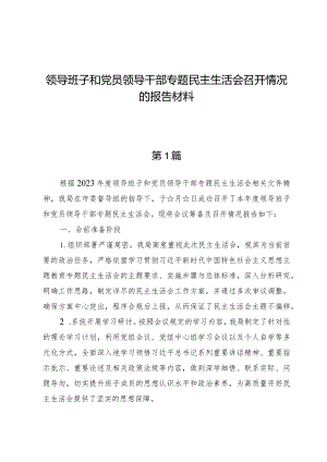 领导班子和党员领导干部专题民主生活会召开情况的报告材料两篇.docx