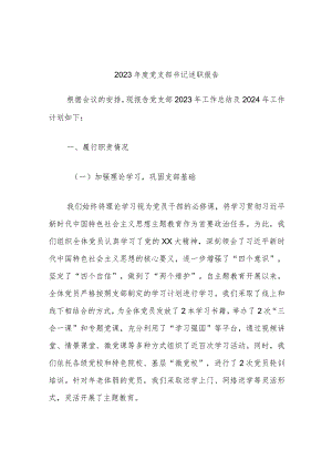 2023年度党支部书记述职报告.docx