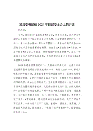 在2024年县纪委全会上的讲话（县委书记）.docx