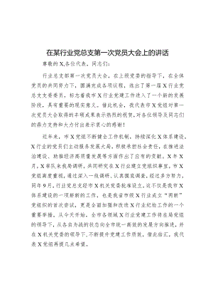 在某行业党总支第一次党员大会上的讲话.docx