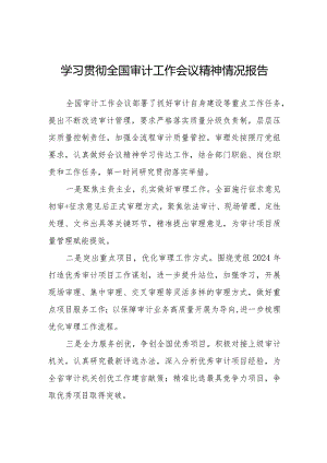 2024年审计局学习全国审计工作会议精神的情况汇报十五篇.docx