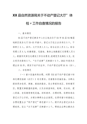 XX县自然资源局关于不动产登记大厅“体检”工作自查情况的报告.docx