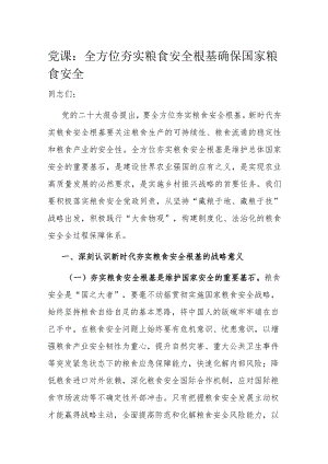 党课：全方位夯实粮食安全根基确保国家粮食安全.docx