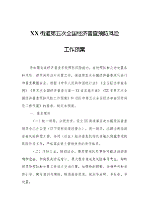 XX街道第五次全国经济普查预防风险工作预案.docx