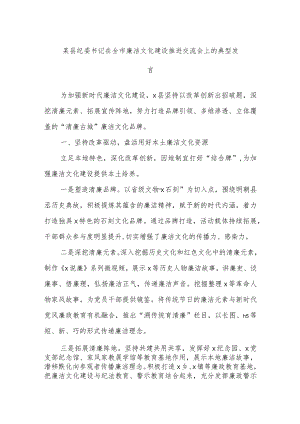 某县纪委书记在全市廉洁文化建设推进交流会上的典型发言.docx
