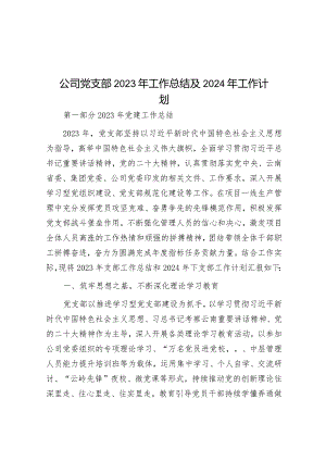 公司党支部2023年工作总结及2024年工作计划&司法行政工作2023年上半年工作总结及下半年工作计划.docx
