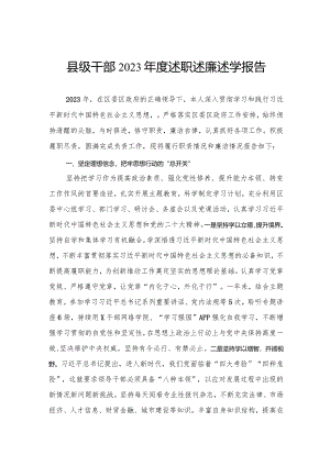 县级干部2023年度述职述廉述学报告.docx