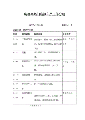 电器商场门店派车员工作分册.docx