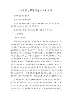 小学新教师培训总结参考6篇.docx