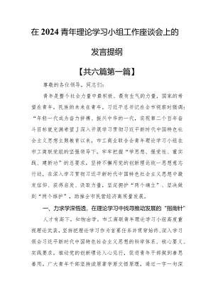 （6篇）在2024青年理论学习小组工作座谈会上的发言提纲.docx