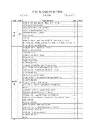 清创术临床技能操作评分标准.docx