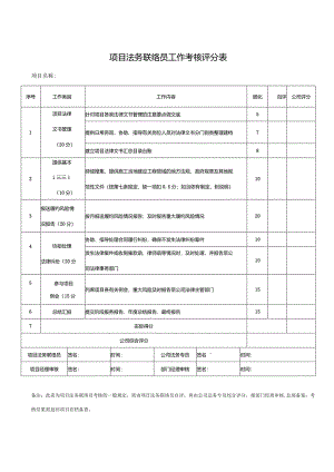 项目法务联络员工作考核评分表.docx
