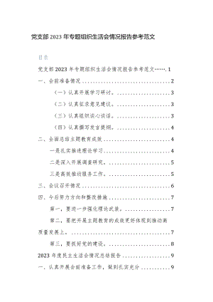 党支部2023年专题组织生活会情况报告参考范文.docx