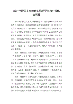 新时代爱国主义教育实施纲要学习心得体会五篇.docx
