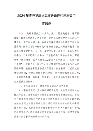 2024年度县某局党风廉政建设和反腐败工作要点.docx