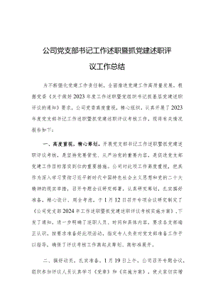2023年度工作述职暨抓党建述职评议工作总结（公司党支部书记）.docx