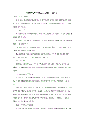仓库个人年度工作总结(精华).docx