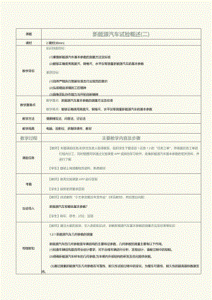 《新能源汽车技术》教案 第2课 新能源汽车试验概述（二）.docx