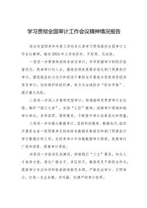 学习贯彻2024全国审计工作会议精神的工作小结十五篇.docx