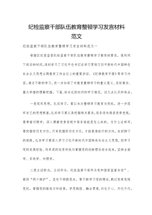 纪检监察干部队伍教育整顿学习发言材料范文.docx