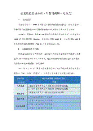 病案质控数据分析（附各科病历书写重点）.docx