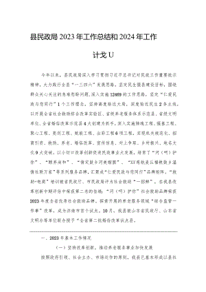 县民政局2023年工作总结和2024年工作计划（20240130）.docx