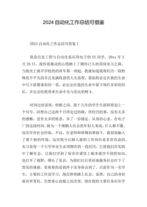 2024自动化工作总结可借鉴.docx