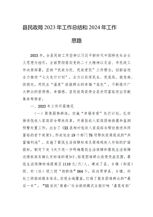 县民政局2023年工作总结和2024年工作思路(20240126).docx