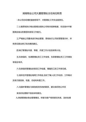 湖南物业公司大厦管理处主任岗位职责.docx