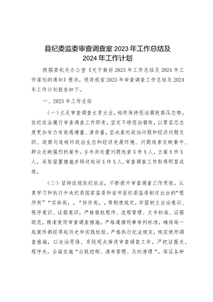 县纪委监委审查调查室2023年工作总结及2024年工作计划&2023年全面从严治党和党风廉政建设工作计划.docx