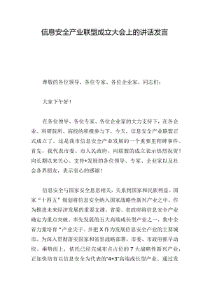 信息安全产业联盟成立大会上的讲话发言.docx